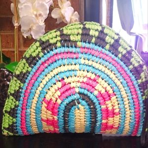 Bay sky large woven wristlet purse